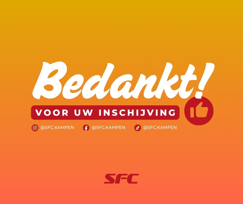 Bedankt voor je inschrijving bij SFC Kampen